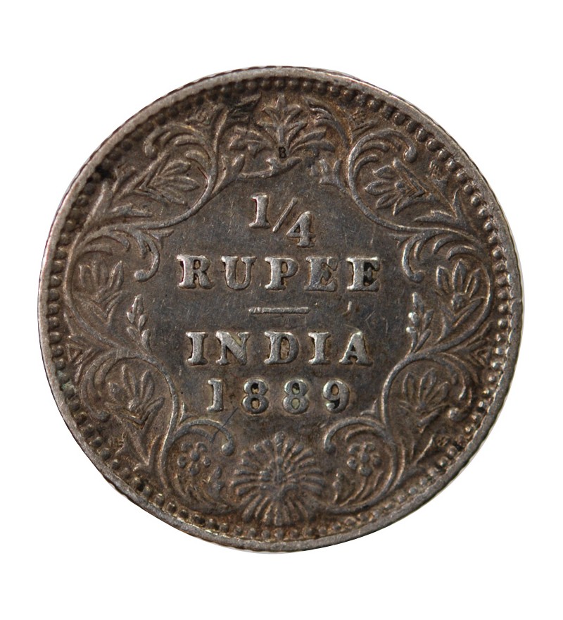INDE, VICTORIA - 1/4 RUPEE ARGENT 1889 B BOMBAY