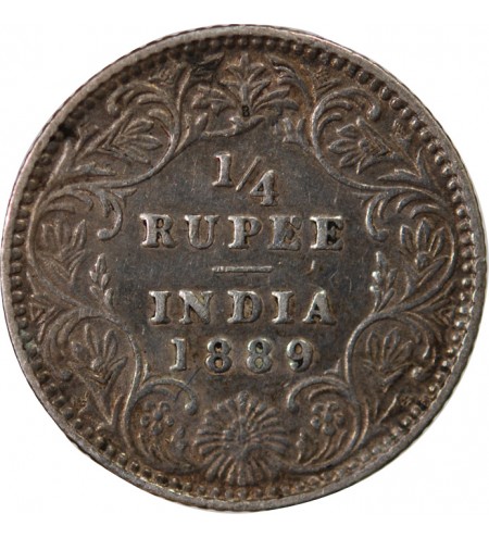 INDE, VICTORIA - 1/4 RUPEE ARGENT 1889 B BOMBAY