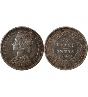 INDE, VICTORIA - 1/4 RUPEE ARGENT 1889 B BOMBAY 2