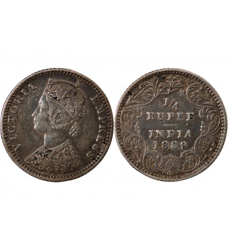 INDE, VICTORIA - 1/4 RUPEE ARGENT 1889 B BOMBAY
