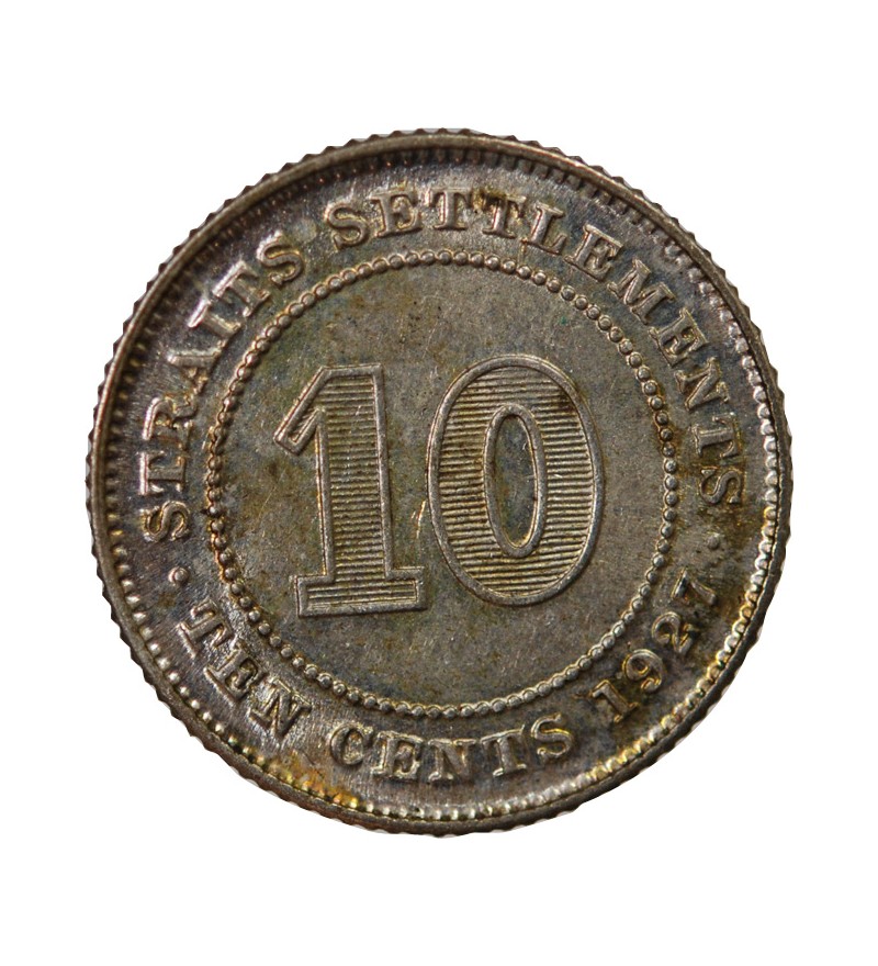 STRAITS SETTLEMENTS, GEORGES V - 10 CENTS ARGENT 1927