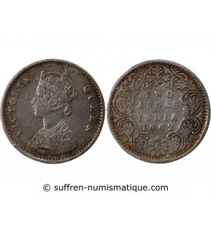 INDE, VICTORIA - 2 ANNAS ARGENT 1862