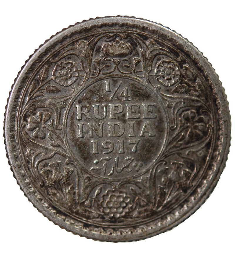 INDE, GEORGES V - 1/4 RUPEE ARGENT 1917