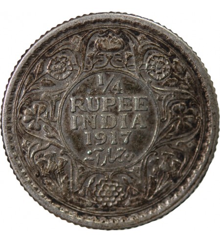 INDE, GEORGES V - 1/4 RUPEE ARGENT 1917