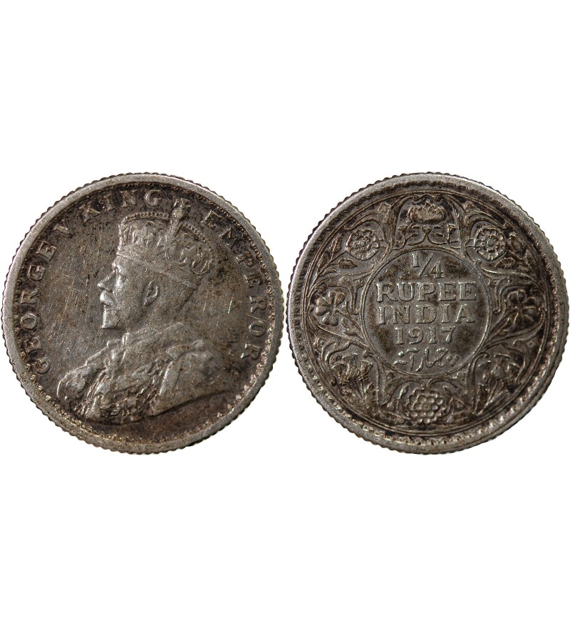INDE, GEORGES V - 1/4 RUPEE ARGENT 1917