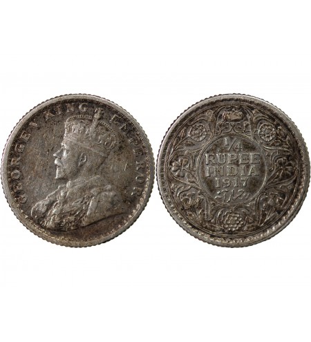 INDE, GEORGES V - 1/4 RUPEE ARGENT 1917