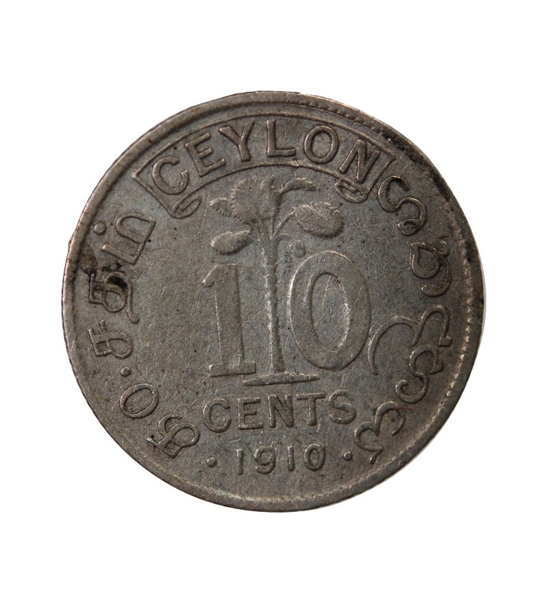 CEYLAN, EDOUARD VII - 10 CENTS ARGENT 1910