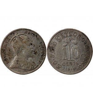 CEYLAN, EDOUARD VII - 10 CENTS ARGENT 1910 2