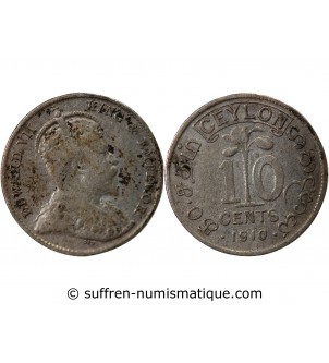 CEYLAN, EDOUARD VII - 10 CENTS ARGENT 1910