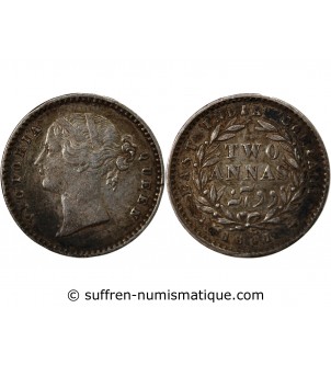 INDE, VICTORIA - 2 ANNAS ARGENT 1841