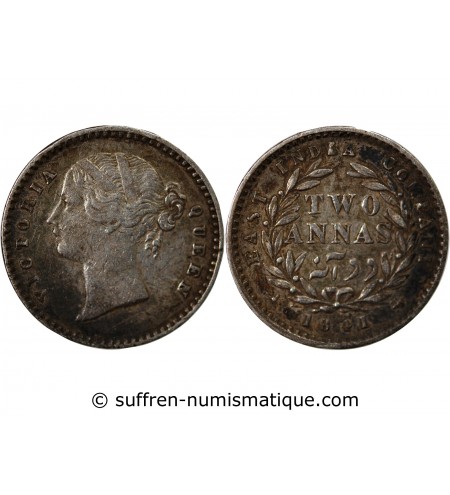INDE, VICTORIA - 2 ANNAS ARGENT 1841