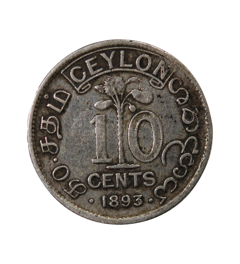 CEYLAN, VICTORIA - 10 CENTS ARGENT 1893