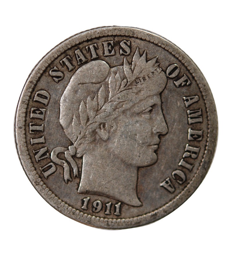 USA - 10 CENTS ARGENT "Barber Dime" 1911 PHILADELPHIE