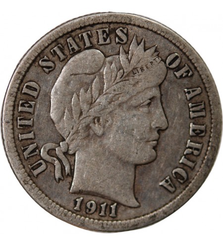 USA - 10 CENTS ARGENT "Barber Dime" 1911 PHILADELPHIE