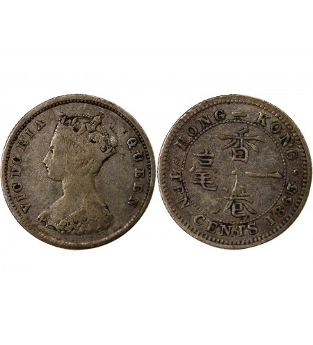 HONG KONG, VICTORIA - 10 CENTS ARGENT 1863