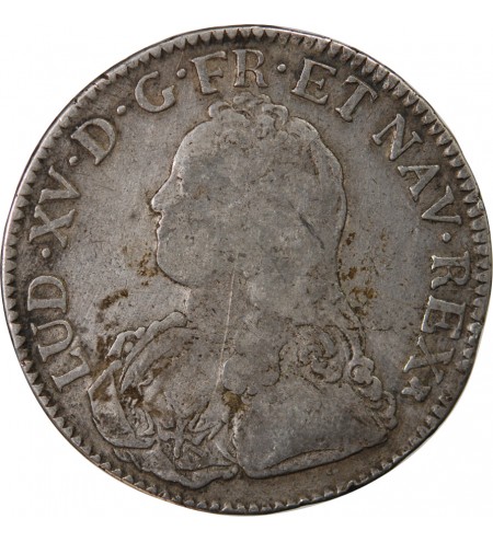 LOUIS XV - ÉCU ARGENT AUX BRANCHES D'OLIVIER 1727 M TOULOUSE