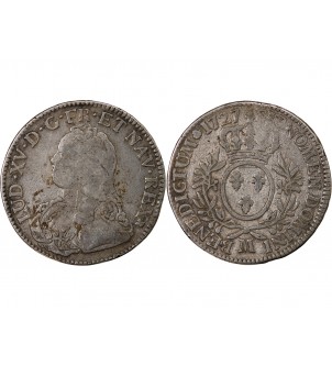 LOUIS XV - ÉCU ARGENT AUX BRANCHES D'OLIVIER 1727 M TOULOUSE 2