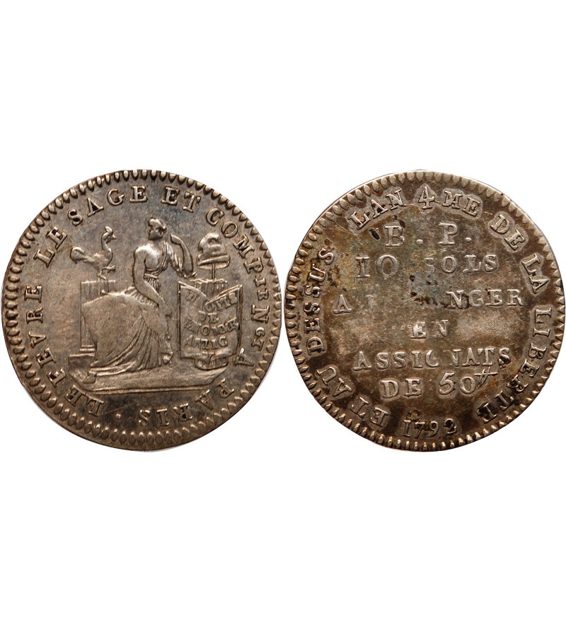 REVOLUTION FRANCAISE  - 10 SOLS 1792 "Lefèvre Lesage & Cie"﻿