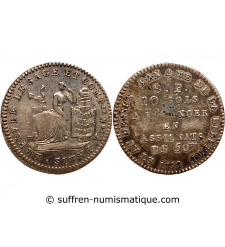 REVOLUTION FRANCAISE  - 10 SOLS 1792 "Lefèvre Lesage & Cie"﻿