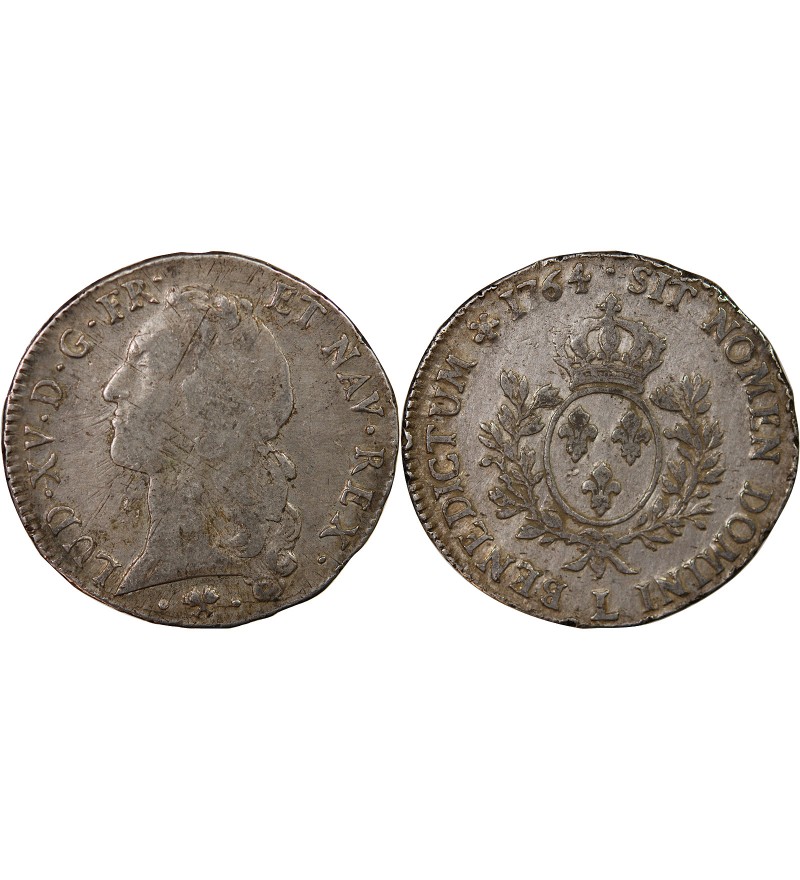 LOUIS XV - ÉCU ARGENT AU BANDEAU 1764 L BAYONNE