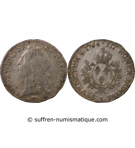 LOUIS XV - ÉCU ARGENT AU BANDEAU 1764 L BAYONNE