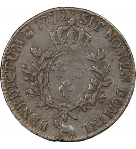 LOUIS XV - ÉCU ARGENT A LA VIEILLE TÊTE 1772 PAU