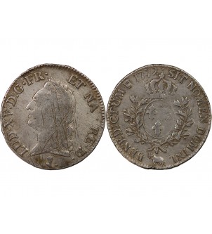 LOUIS XV - ÉCU ARGENT A LA VIEILLE TÊTE 1772 PAU 2