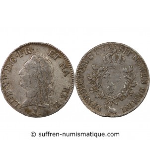 LOUIS XV - ÉCU ARGENT A LA VIEILLE TÊTE 1772 PAU