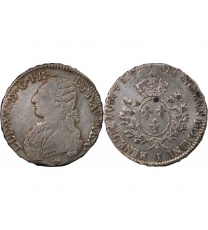 LOUIS XVI - ÉCU ARGENT AUX BRANCHES D'OLIVIER 1780 I LIMOGES 2