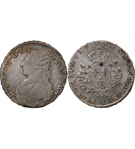 LOUIS XVI - ÉCU ARGENT AUX BRANCHES D'OLIVIER 1780 I LIMOGES