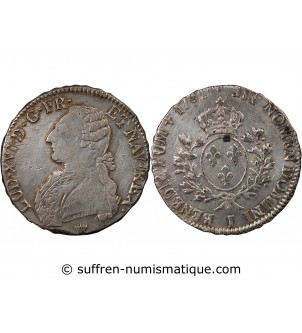 LOUIS XVI - ÉCU ARGENT AUX BRANCHES D'OLIVIER 1780 I LIMOGES
