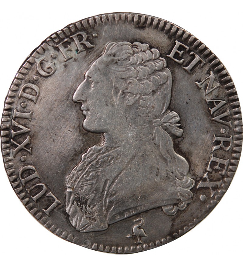 LOUIS XVI - ÉCU ARGENT AUX BRANCHES D'OLIVIER 1791 A PARIS