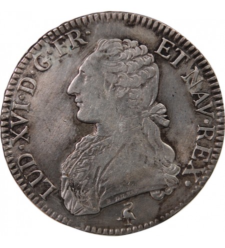 LOUIS XVI - ÉCU ARGENT AUX BRANCHES D'OLIVIER 1791 A PARIS