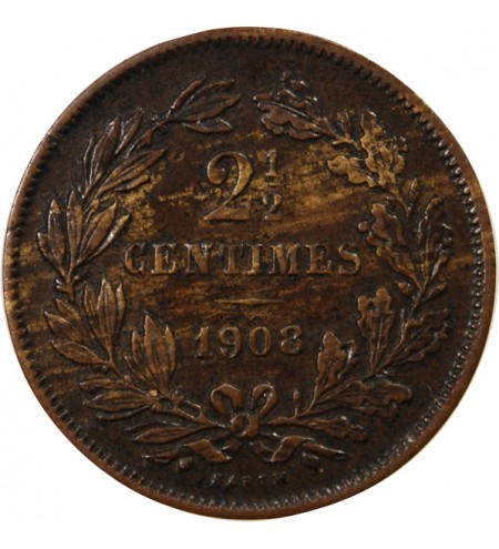 LUXEMBOURG, GUILLAUME III - 2 1/2 CENTIMES 1908