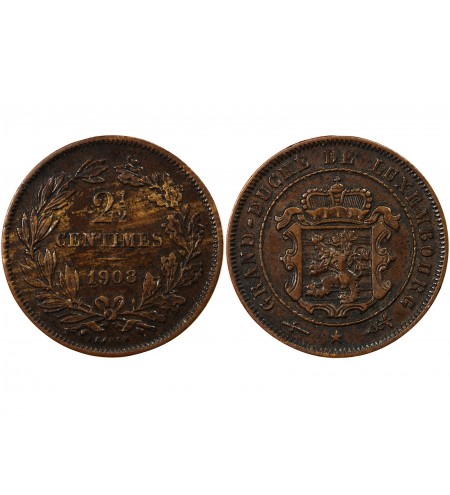 LUXEMBOURG, GUILLAUME III - 2 1/2 CENTIMES 1908