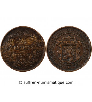 LUXEMBOURG, GUILLAUME III - 2 1/2 CENTIMES 1908