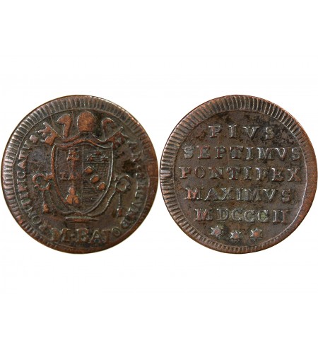 VATICAN, PIE VII - 1/2 BAIOCCO 1802 R ROME