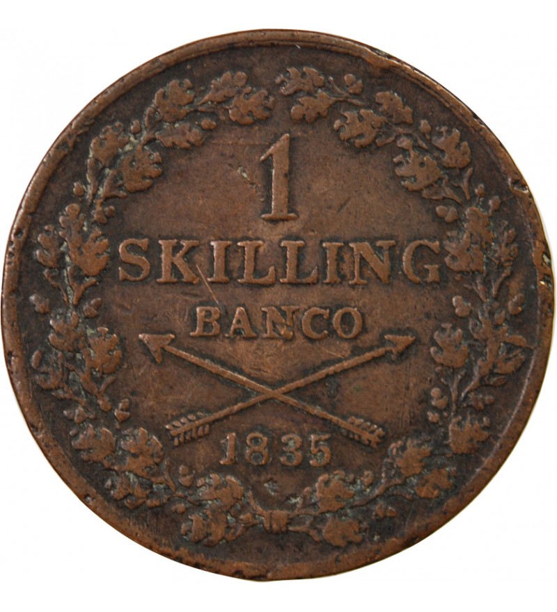 SUÈDE, CARL XIV JOHAN - 1 SKILLING 1835
