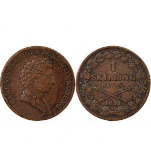 SUÈDE, CARL XIV JOHAN - 1 SKILLING 1835 2