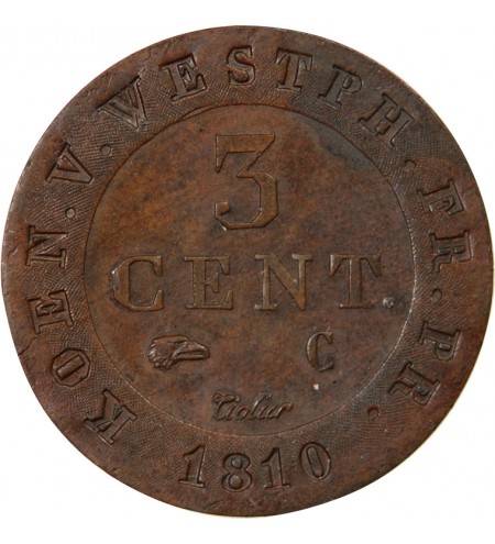 ALLEMAGNE, ROYAUME DE WESTPHALIE, JÉRÔME BONAPARTE - 3 CENTIMES 1810 C CASSEL