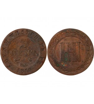 ALLEMAGNE, ROYAUME DE WESTPHALIE, JÉRÔME BONAPARTE - 3 CENTIMES 1810 C CASSEL 2