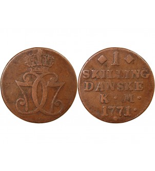 DANEMARK, CHRISTIAN VII - 1 SKILLING DANSKE 1771 2