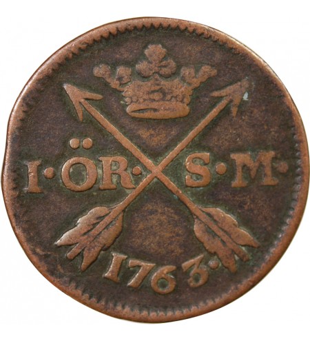 SUÈDE, ADOLPHE-FREDERIC - 1 ÖRE 1763