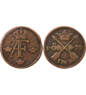 SUÈDE, ADOLPHE-FREDERIC - 1 ÖRE 1763 2