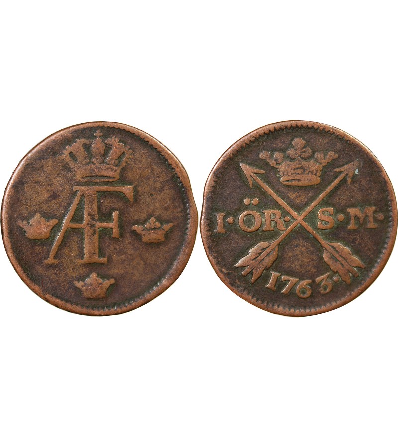 SUÈDE, ADOLPHE-FREDERIC - 1 ÖRE 1763