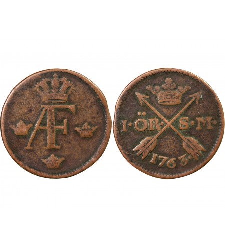 SUÈDE, ADOLPHE-FREDERIC - 1 ÖRE 1763