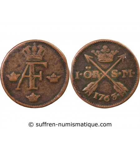 SUÈDE, ADOLPHE-FREDERIC - 1 ÖRE 1763