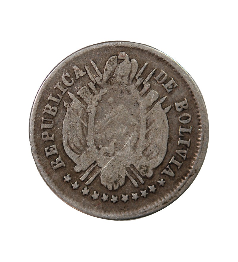 BOLIVIE - 5 CENTAVOS ARGENT 1872 ER