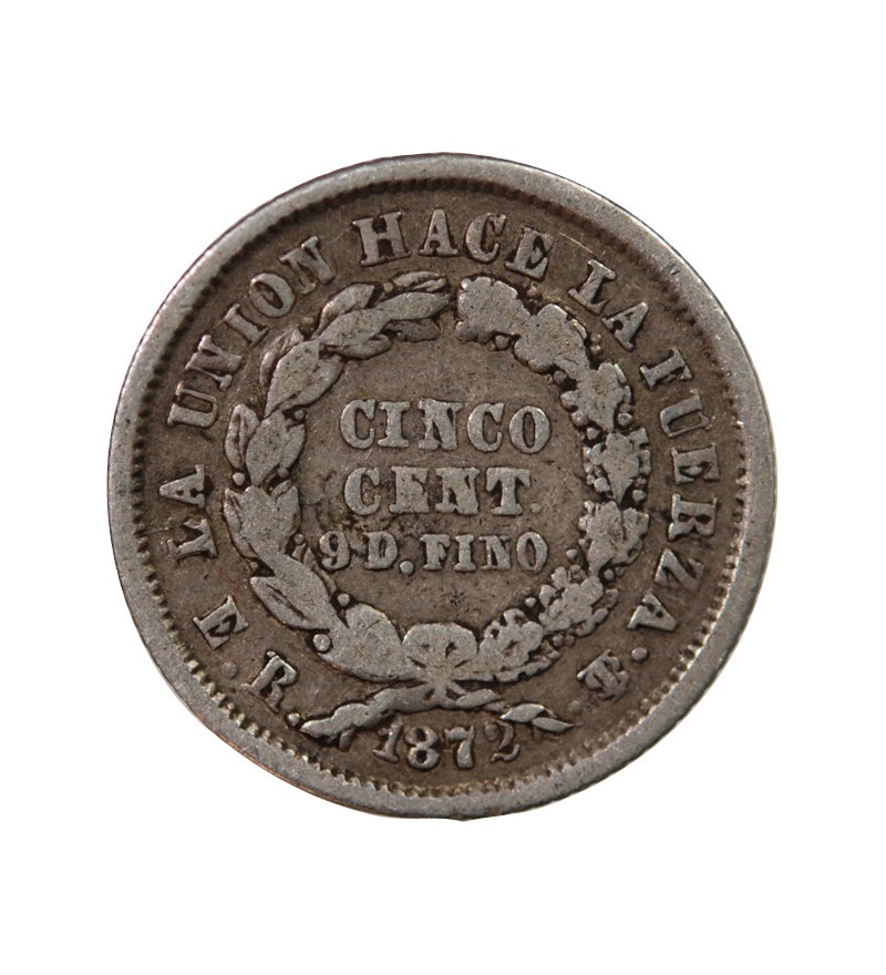 BOLIVIE - 5 CENTAVOS ARGENT 1872 ER