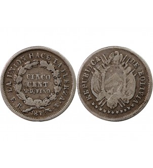 BOLIVIE - 5 CENTAVOS ARGENT 1872 ER 2